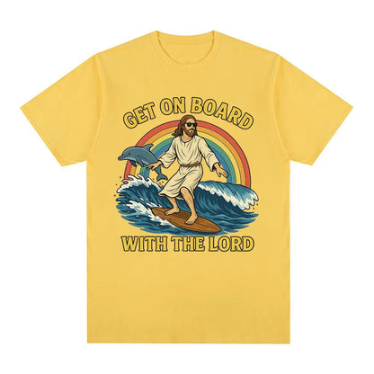 Get on Board with The Lord Funny Jesus Meme T Shirts Men's Women Clothing Casual Cotton Fashion Oversized Short Sleeve T-shirts